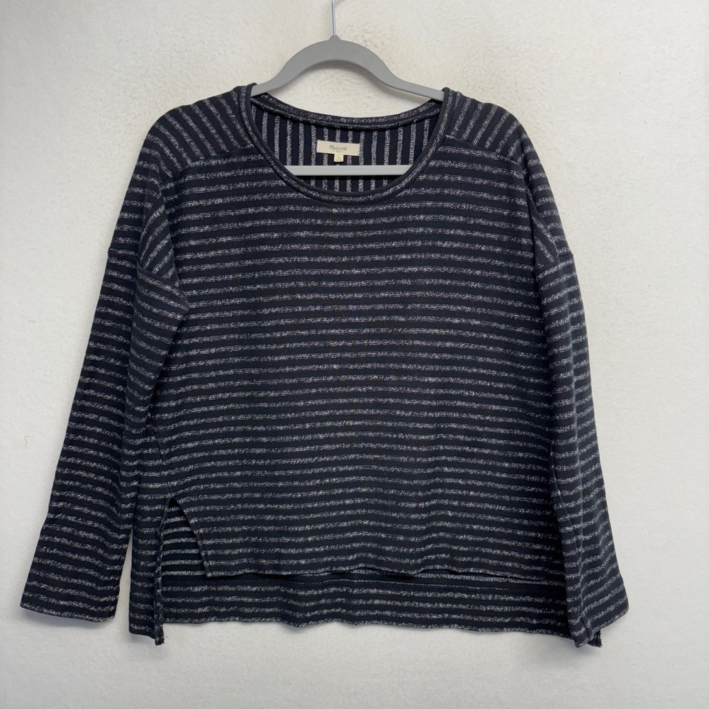 Madewell Drop Long Sleeve‎ Stripe Black Shirt M